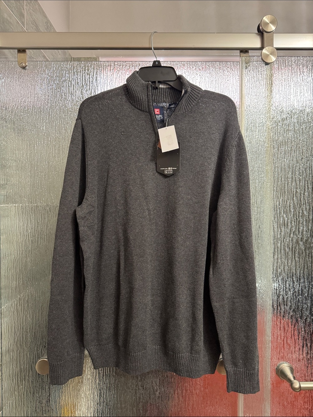 Chaps Men's Gray Quarter-Zip Sweater